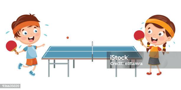 Ilustración de Vector Ilustración De Niños Jugando Tenis De Mesa y más Vectores Libres de Derechos de Tenis de mesa - Tenis de mesa, Viñeta, Niño