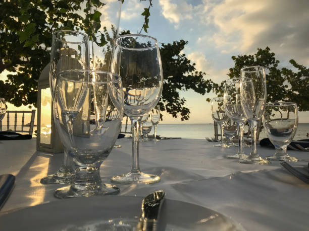 istock Wedding decoration by the beach at sunset 936636402