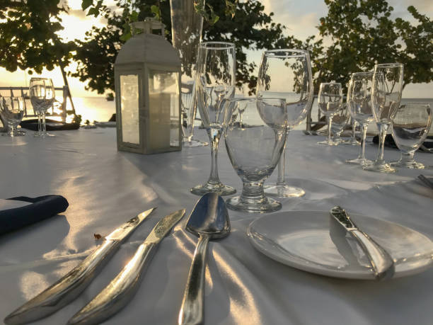 istock Wedding decoration by the beach at sunset 936638518