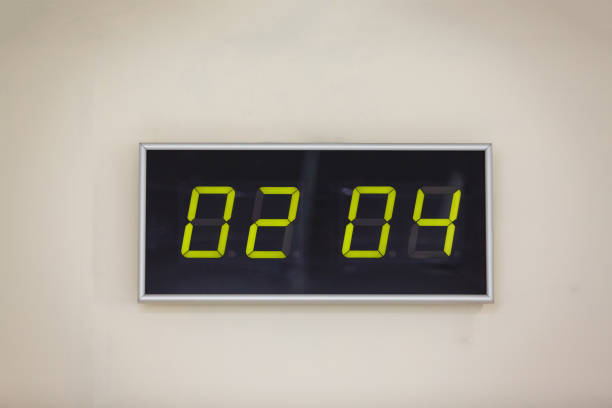istock Black digital clock on a white background showing time World Cancer 936649930