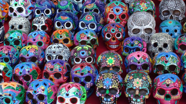 istock Mexican Souvenir Colorful Skulls View In Yucatan Mexico 936662548