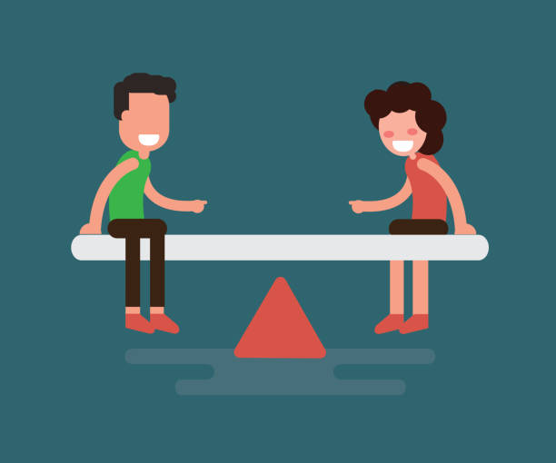 Gender equality concept - Equality between man and woman vector art illustration