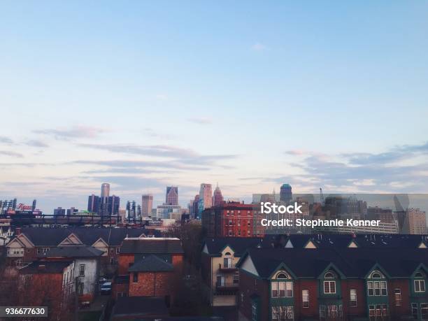 Detroit Skyline At Dusk Stock Photo - Download Image Now - Detroit - Michigan, City, Michigan