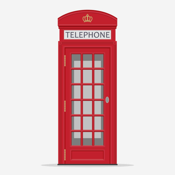 red london street telefonzelle vektor - telephone cabin london england telephone booth stock-grafiken, -clipart, -cartoons und -symbole