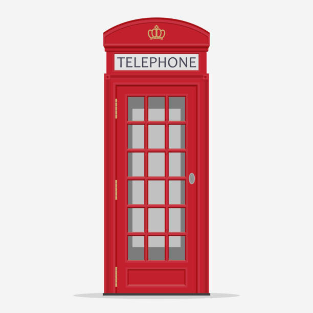 ilustrações, clipart, desenhos animados e ícones de vector vermelho londres rua cabine telefônica - pay phone telephone booth telephone isolated