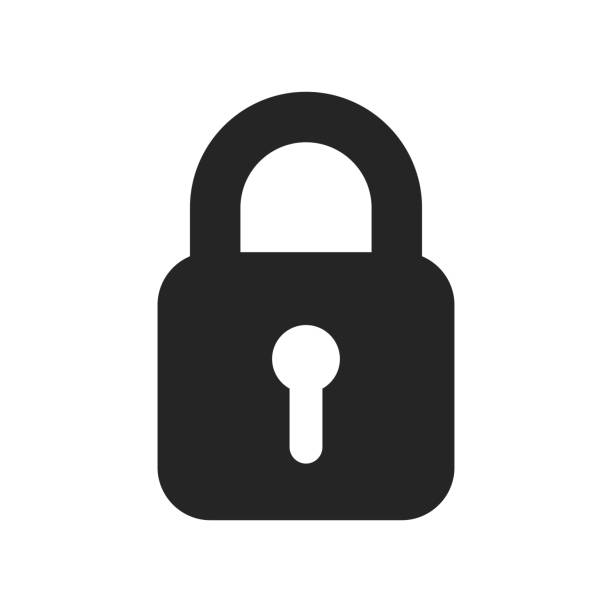ilustraciones, imágenes clip art, dibujos animados e iconos de stock de lock icono de  - security equipment