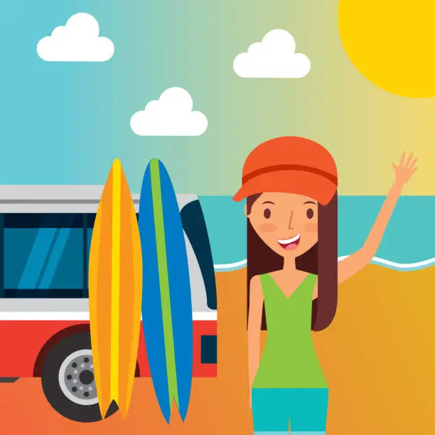 Vector illustration of people summer vacations