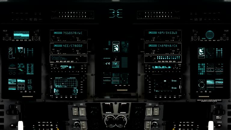 Futuristic Control Room Dashboard  on a Spaceship