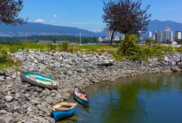 Photo of A view on Vancouver city skyline along English Bay from the Maritime Museum Ferry Dock.