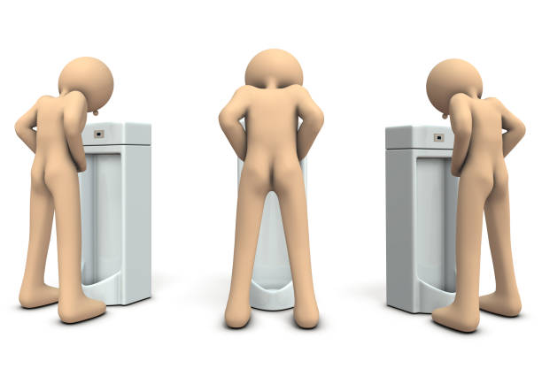 A male character who is urinating. 3D illustration