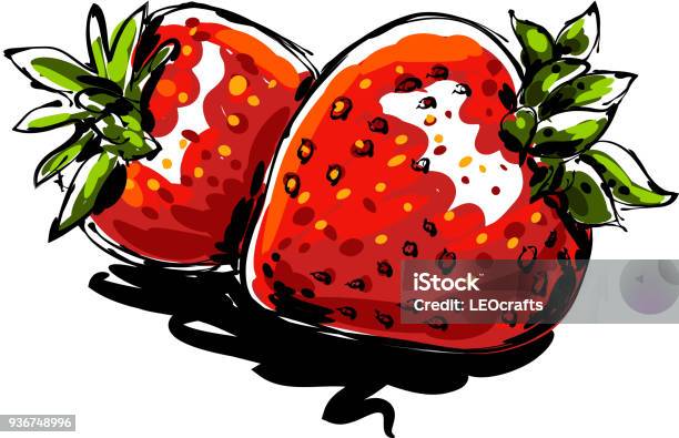 Strawberry Drawing Stock Illustration - Download Image Now - Strawberry, Illustration, Fruit
