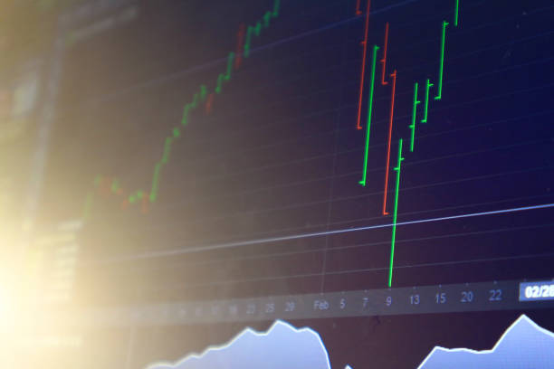 istock Price chart from trader 's screen with flare sun light 936749058