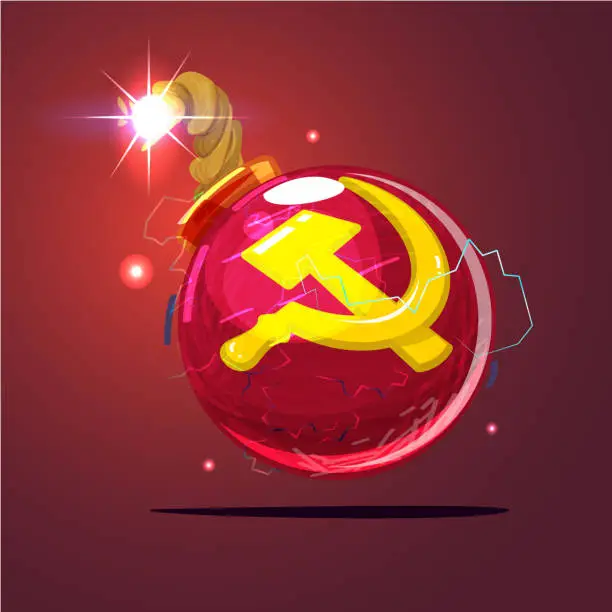 Vector illustration of bomb with soviet or USSR flag - vector
