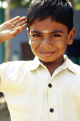 Funny Indian Kid Giving Salute Stock Photo - Download Image Now -  Adolescence, Arts Culture and Entertainment, Asian and Indian Ethnicities -  iStock