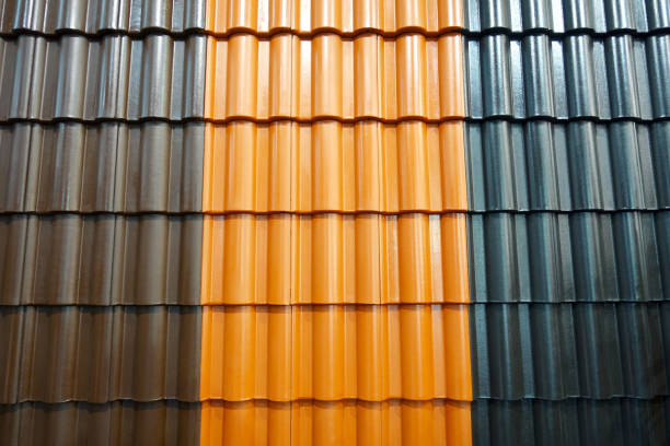 istock Metal slate for roof as a background. 936776856