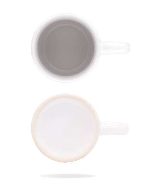 istock White top and bottom view ceramic mug on isolated background with clipping path. Blank drink cup for your design. 936781904