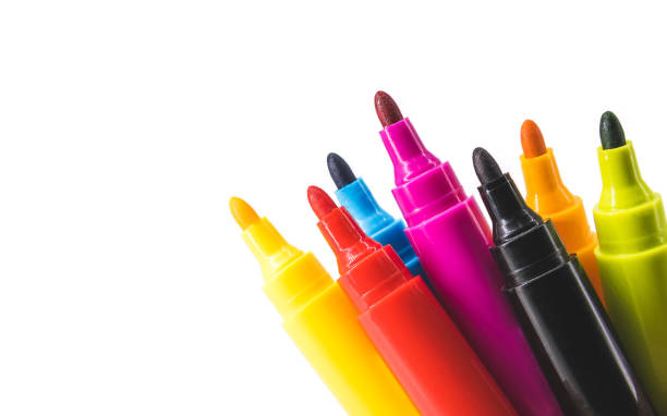 istock Colorful marker pen set on isolated background. Vivid highlighter and blank space for your design or montage. 936782020
