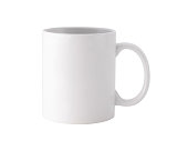 White mug on isolated background with clipping path. Blank drink cup for your design.