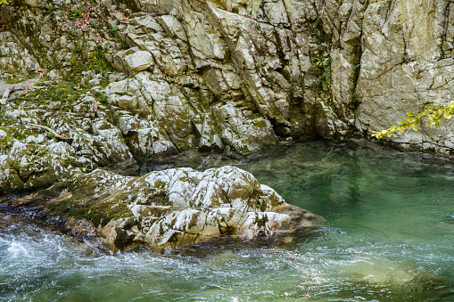 Landscape on the upper course of the river Gilort, Gorj, Romania