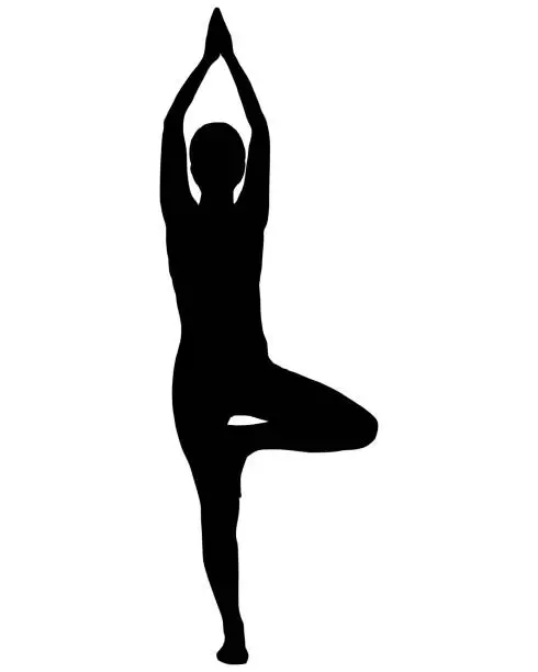 Vector illustration of Silhouette of woman doing yoga