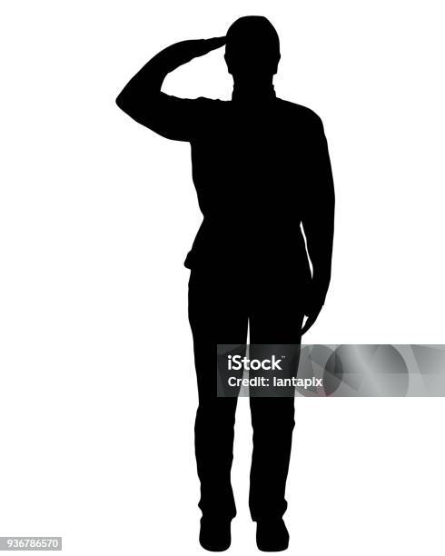 Military Salute Stock Illustration - Download Image Now - Saluting, Military, In Silhouette