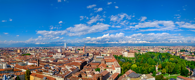Turin seen from above. Piedmont, northern Italy (4 shots stitched)