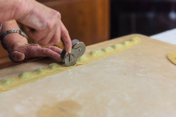 cutting dough for ravioli and tortelli