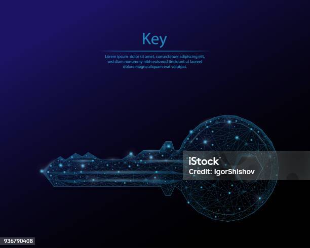 Abstract Image Of A Key In The Form Of The Constellation Consisting Of Points And Lines Low Poly Vector Background Stock Illustration - Download Image Now