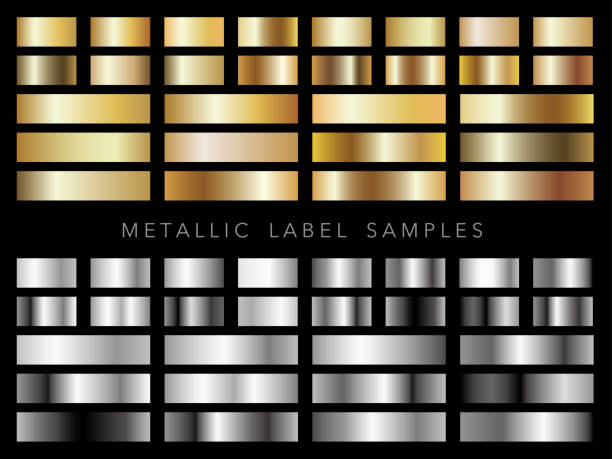 Set of assorted metallic label samples. Set of assorted metallic label samples, vector illustration. gold metal borders stock illustrations