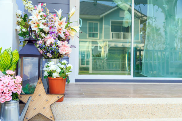 istock Beautiful flower bouquet and decoration at front yard. 936800548