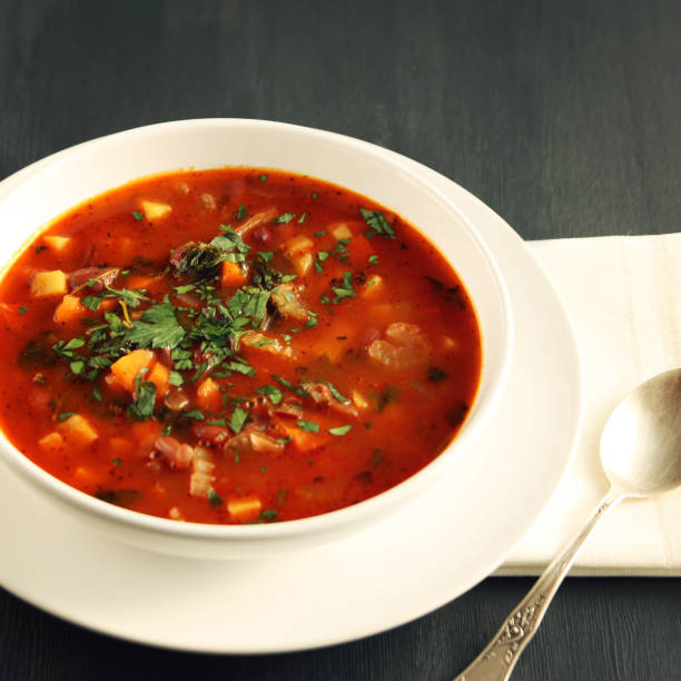 istock Tomato soup with red beans, potato and carrot. 936801520