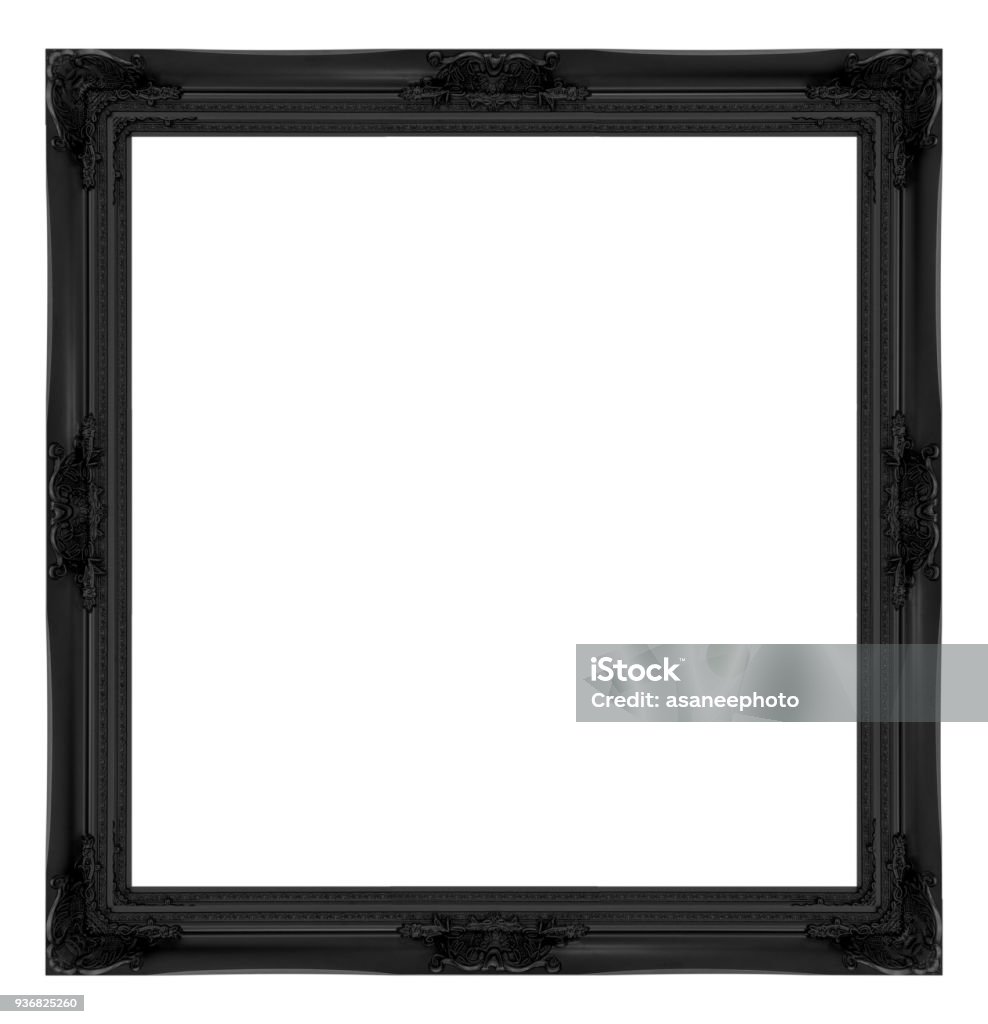 black frame isolated on white background. Picture Frame Stock Photo