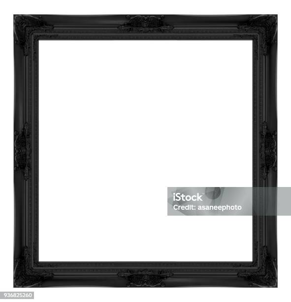 Black Frame Isolated On White Background Stock Photo - Download Image Now - Picture Frame, Black Color, Border - Frame