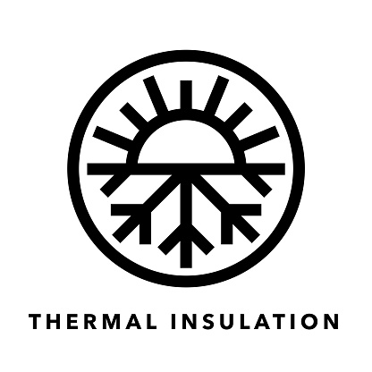 Thermal insulation icon with sun and snowflake warmth symbol. Vector illustration.