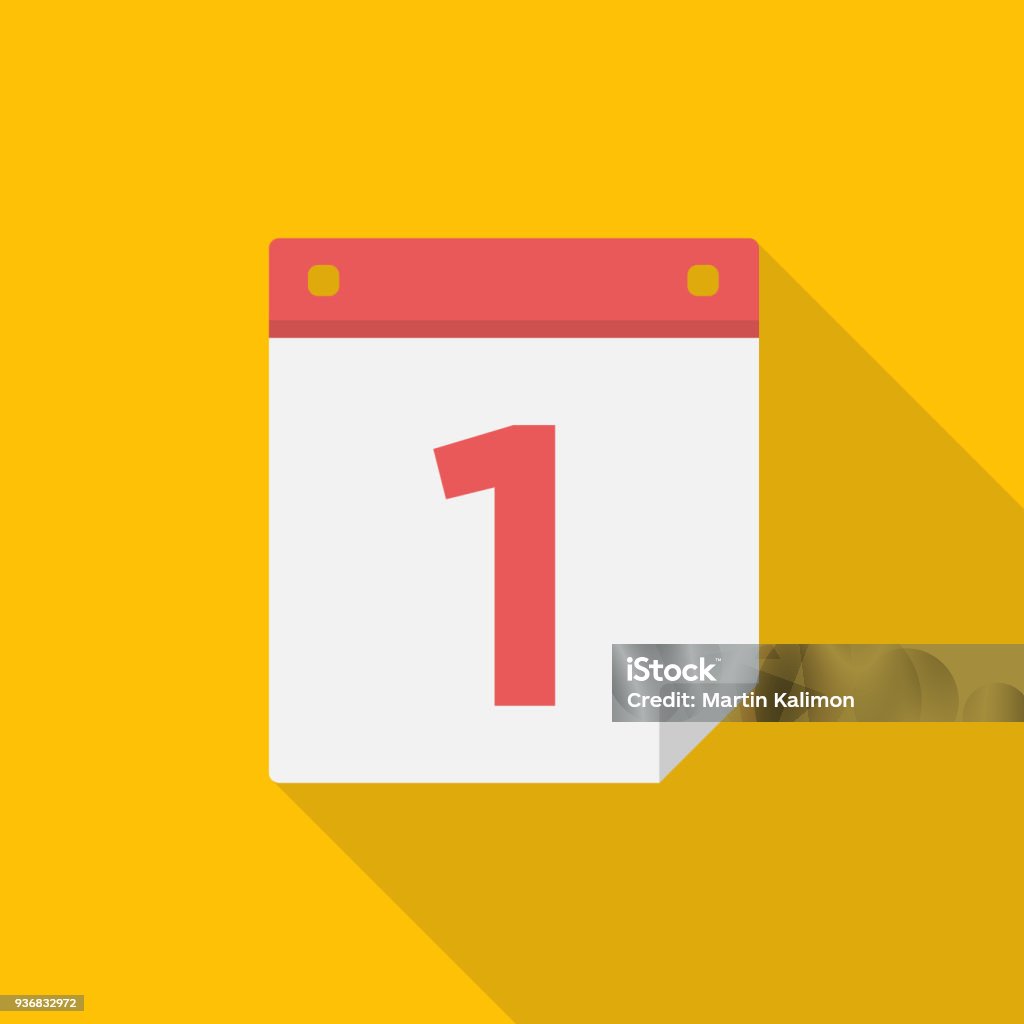 Calendar Vector Long Flat Style Calendar With Long Shadows Vector Illustration Stock ...