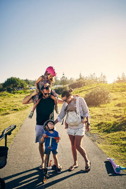 Shot of a happy family having fun outdoors