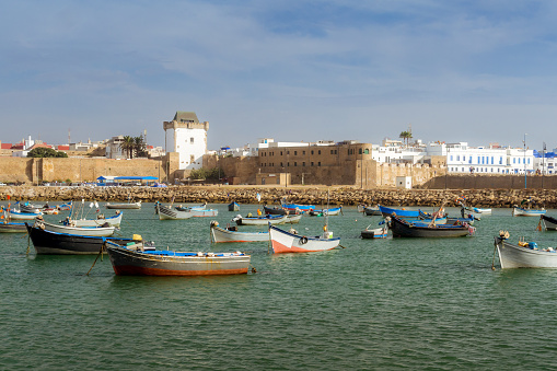 The port and the ancient medina of Asilah, North of Morocco