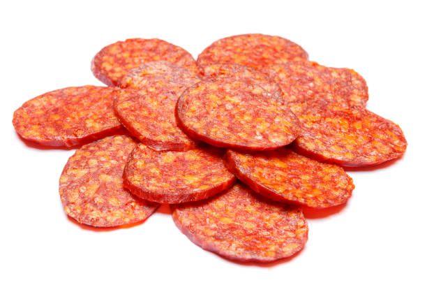 istock Italian Salami or spanish chorizo on white background 936846292