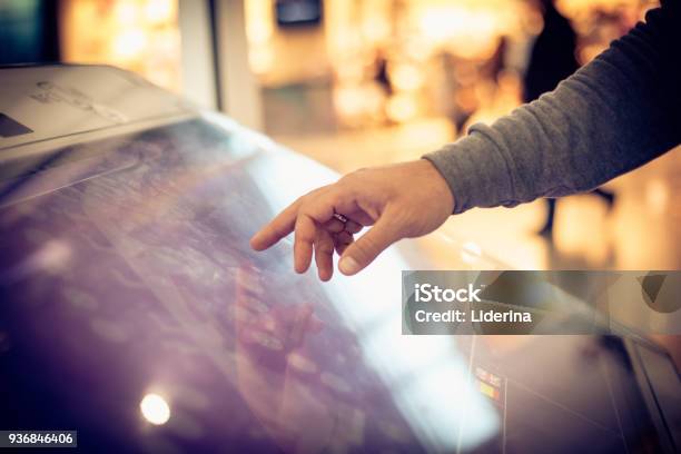 Typing On Automated Stock Photo - Download Image Now - Touch Screen, Kiosk, Technology