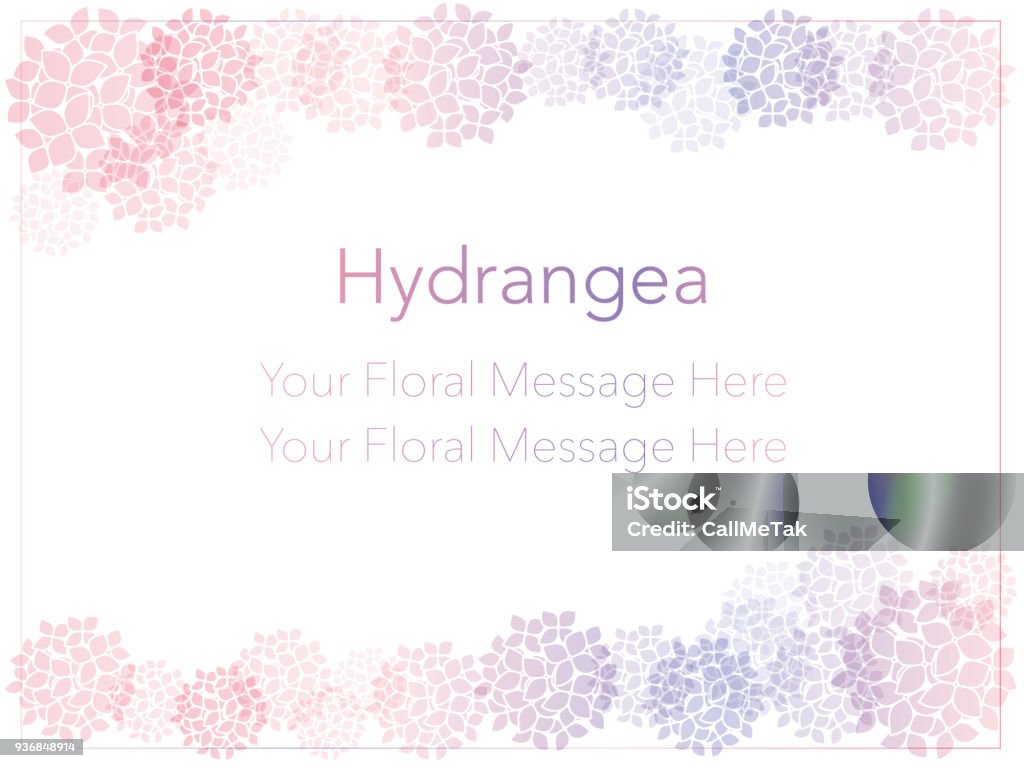 Vector message frame illustration with hydrangeas. Hydrangea stock vector