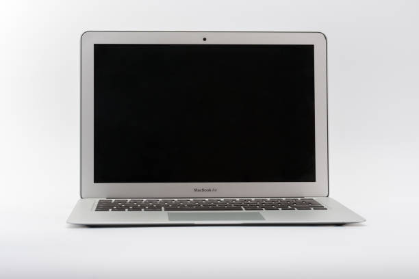 Modern new laptop on white background stock photo