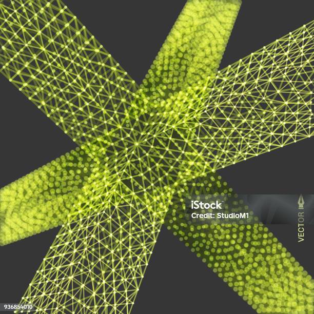 Connection Structure Wireframe Vector Illustration 3d Abstract ...