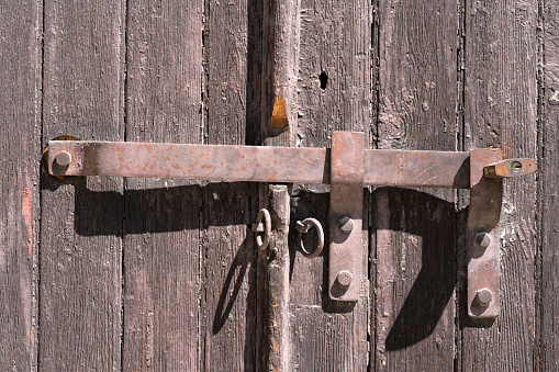 old door and rusty lock for backround