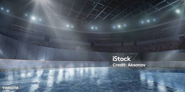 Professional Ice Arena In 3d Stock Photo - Download Image Now - Sports Court, Stadium, Ice Rink