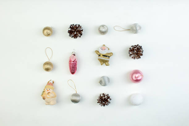 istock Christmas composition. Gift, christmas decoration, pine cones. Flat lay, top view 936862130