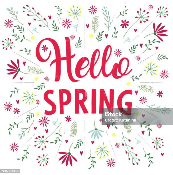 Spring Goodbye Background Vector Inscription Hello Spring Goodbye Winter On Black Background ...