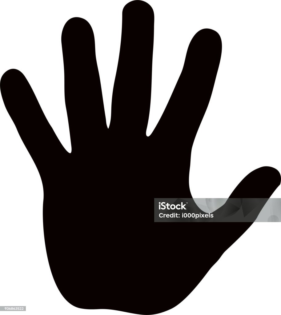 Silhouette model palm people. Drawn in black, isolated on white background Silhouette model palm people. Drawn in black on white background Handprint stock vector