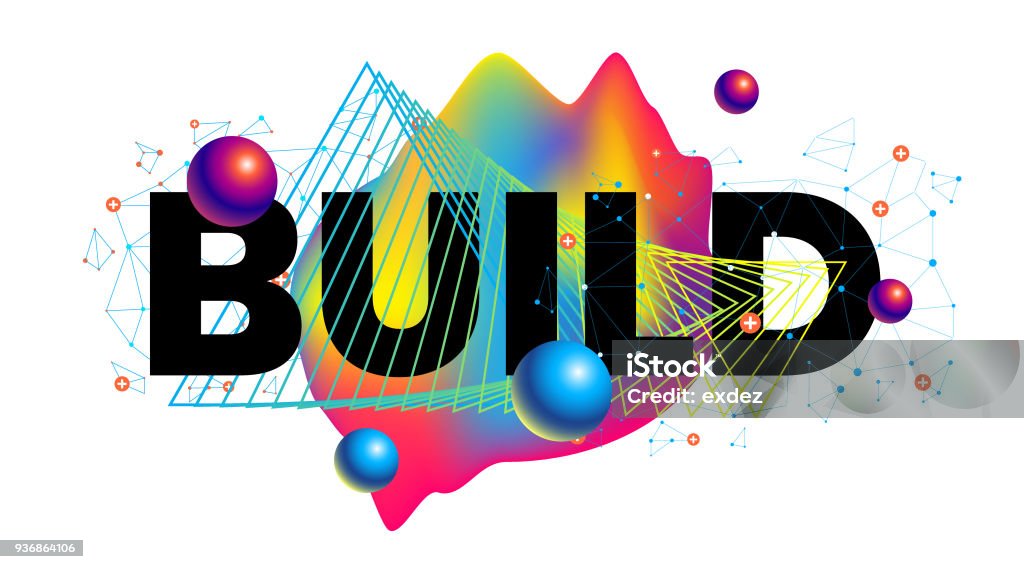 Text Using Building Image Build Text Design Stock Illustration - Download Image Now - Abstract ...