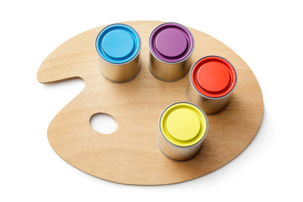 Paint: Palette with Paint Cans Isolated on White Background