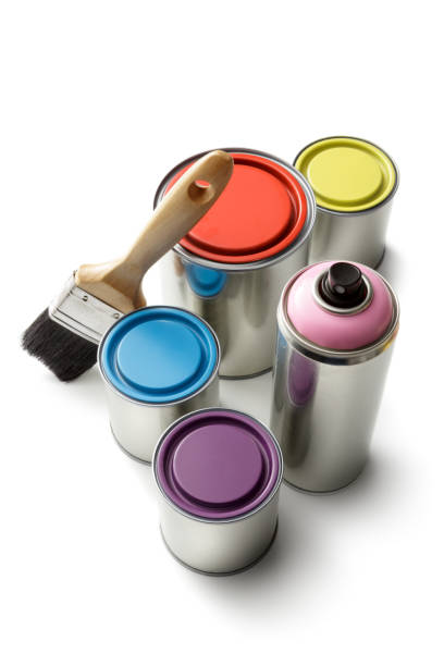 istock Paint: Paint Cans, Spray Can and Brush Isolated on White Background 936875606